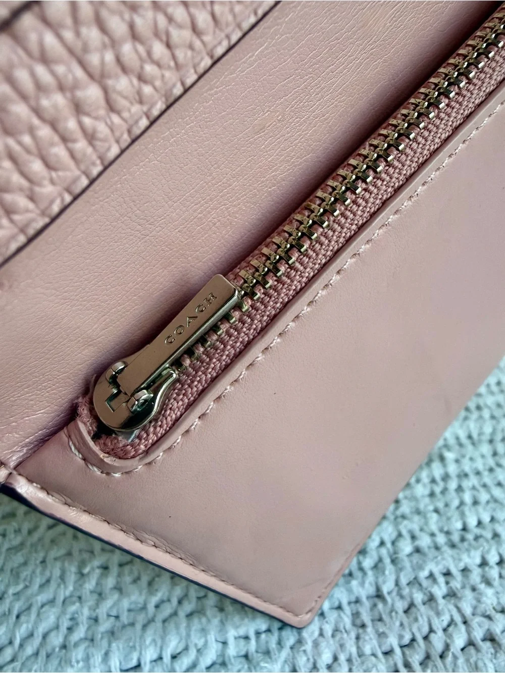 Coach Peony Pink Pebble Leather Phone Wristlet Wallet 13943 SV/PY